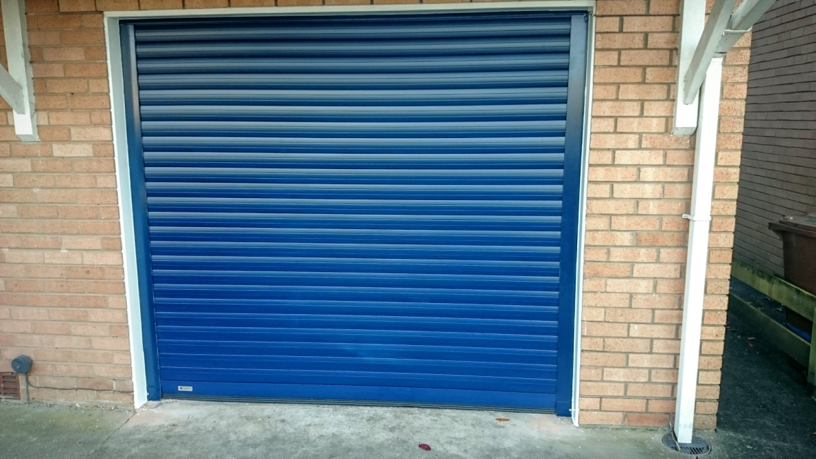 blue roller garage door